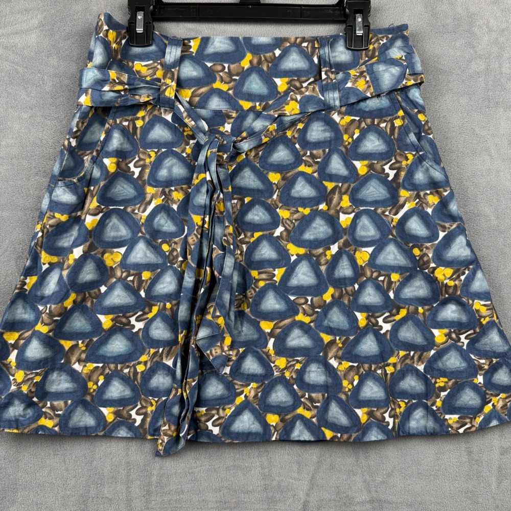 Anthropologie Fei Women's Size‎ 8 A-Line Skirt Geometric Print Midi Belted